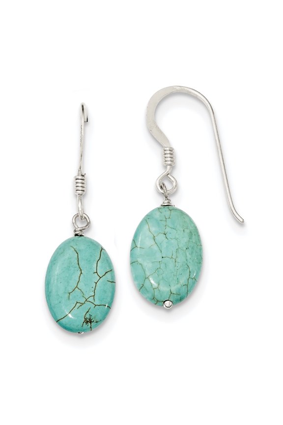 Sterling Silver Blue Reconstructed Magnesite Earrings
