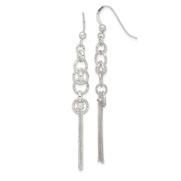 Primal Silver Sterling Silver Circle and Chain Multi-strand Dangle Earrings