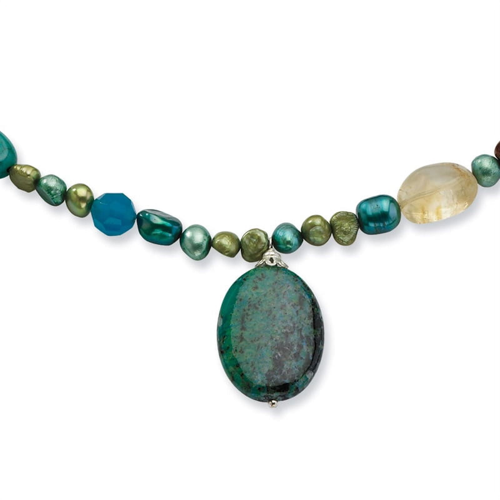 PRIMAL SILVER Sterling Silver Citrine, Lapis, Agate, Howlite, Jade and Chrysocolla Necklace