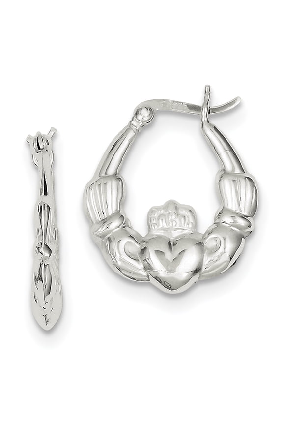 Sterling Silver Claddagh Hoop Earrings