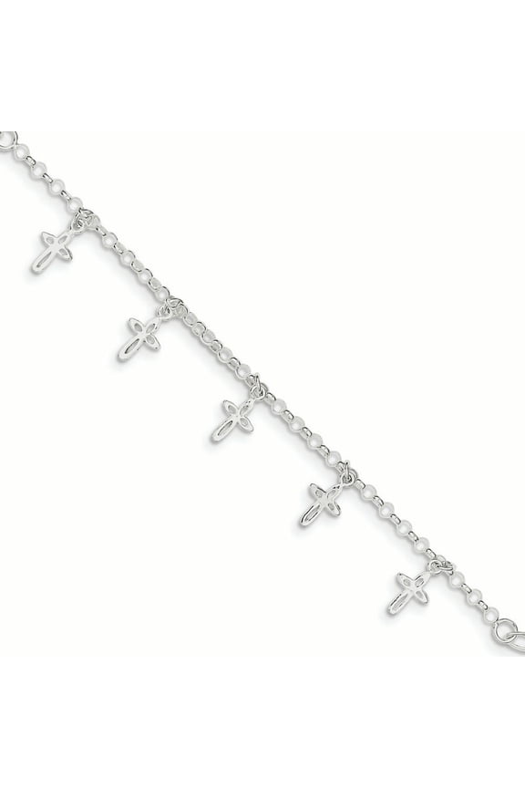 Sterling Silver Cross Charm Child's Bracelet