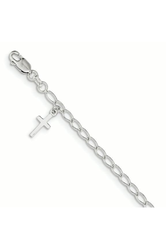 Sterling Silver Cross Charm Child's Bracelet