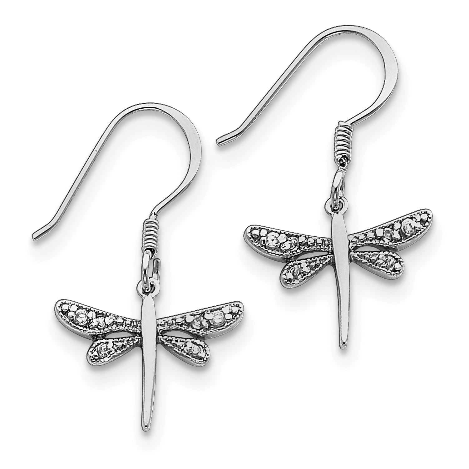 Primal Silver Sterling Silver Cubic Zirconia Dragonfly Earrings