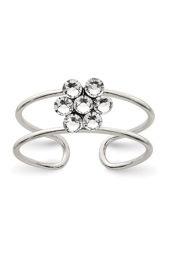 Sterling Silver Cubic Zirconia Flower Toe Ring