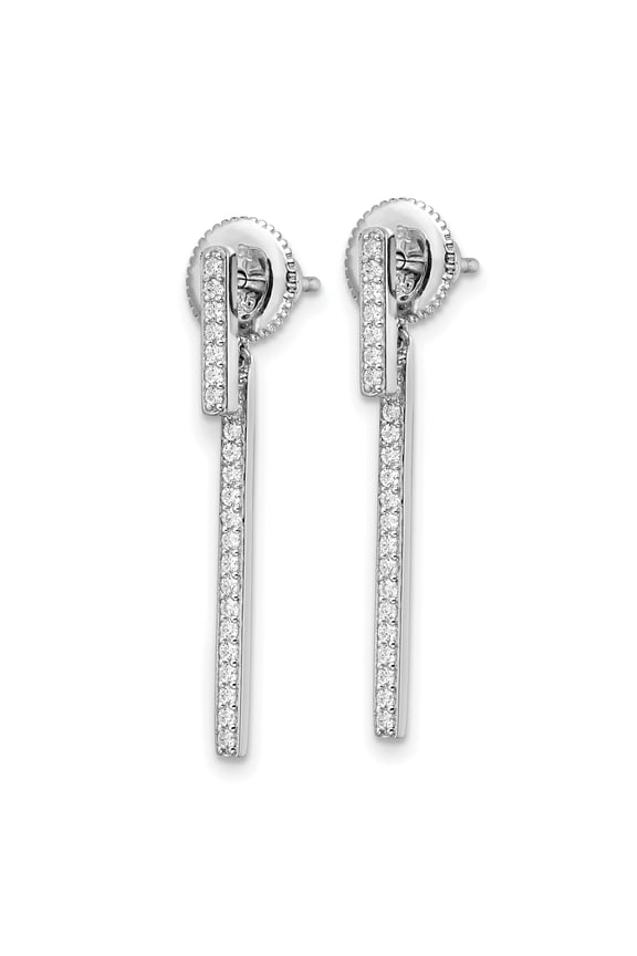 Sterling Silver Cubic Zirconia Front and Back Dangle Earrings