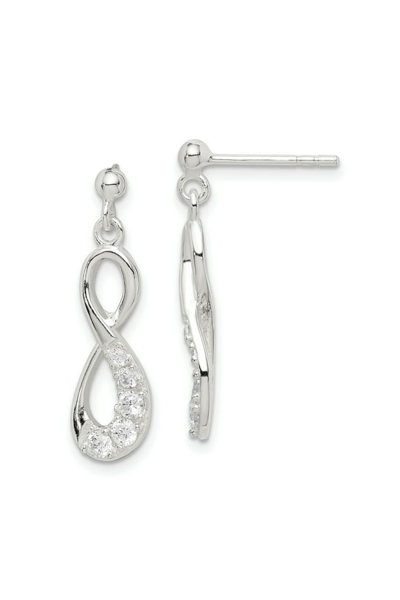 Sterling Silver Cubic Zirconia Infinity Loop Dangle Earrings