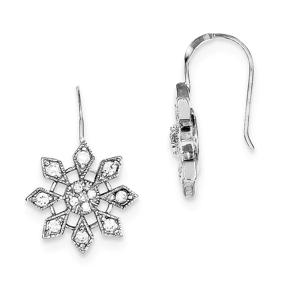 Primal Silver Sterling Silver Cubic Zirconia Snowflake Earrings