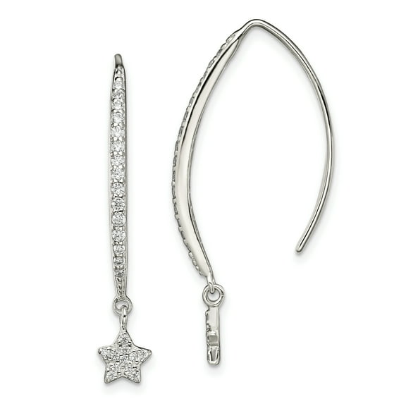 Primal Silver Sterling Silver Cubic Zirconia Star Threader Earrings