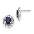 thumbnail image 1 of Primal Silver Sterling Silver Cubic Zirconia and Synthetic Sapphire Oval Post Earrings, 1 of 4