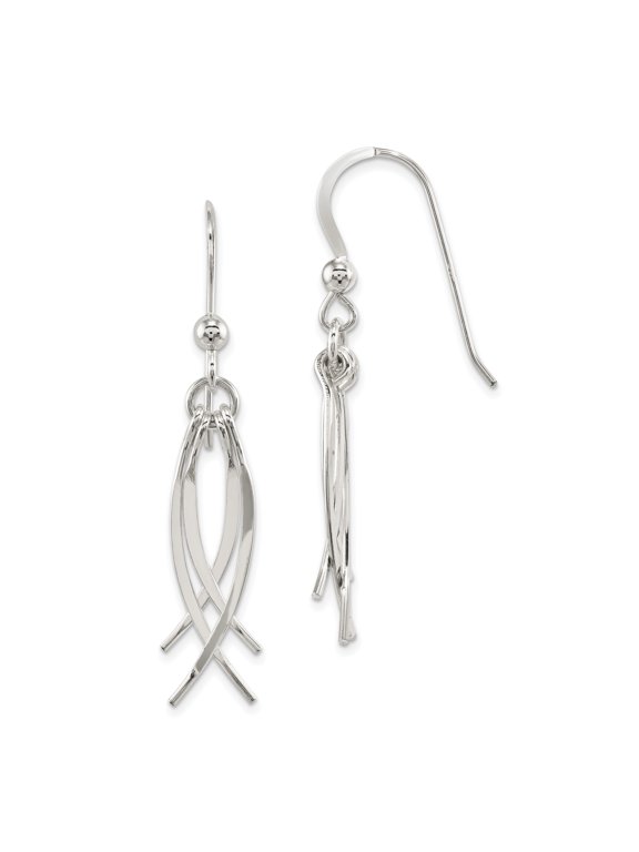 Sterling Silver Curved Dangle Shepherd Hook Earrings