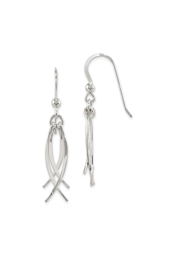 Sterling Silver Curved Dangle Shepherd Hook Earrings