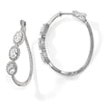 thumbnail image 1 of Primal Silver Sterling Silver Curvy Oval Halo Cubic Zirconia In and Out Oval Hoop Earrings, 1 of 4