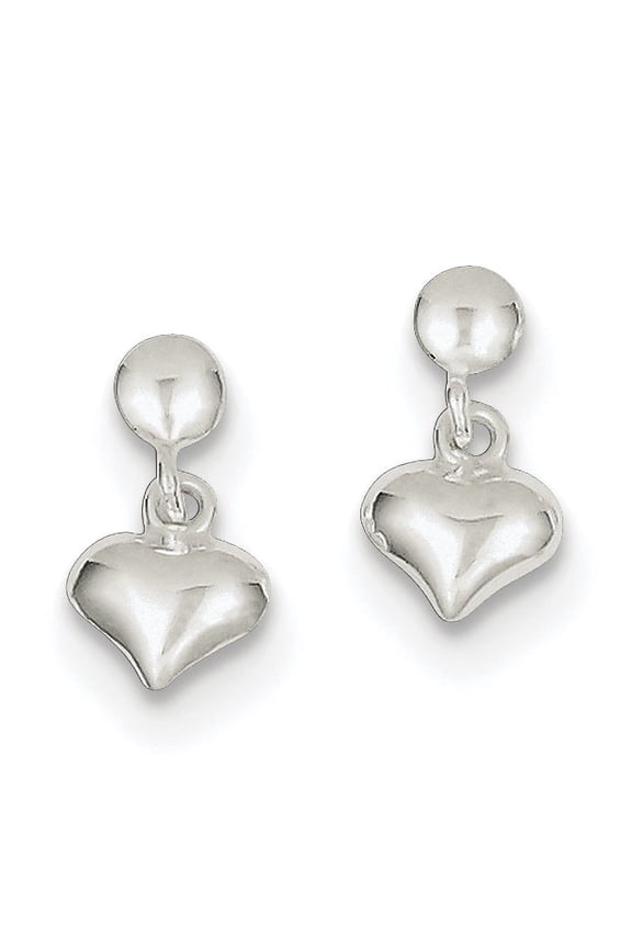 Sterling Silver Dangle Heart Post Earrings