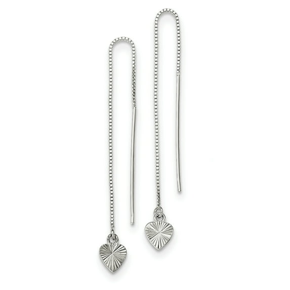 Primal Silver Sterling Silver Diamond-cut Dangle Heart Post Earrings