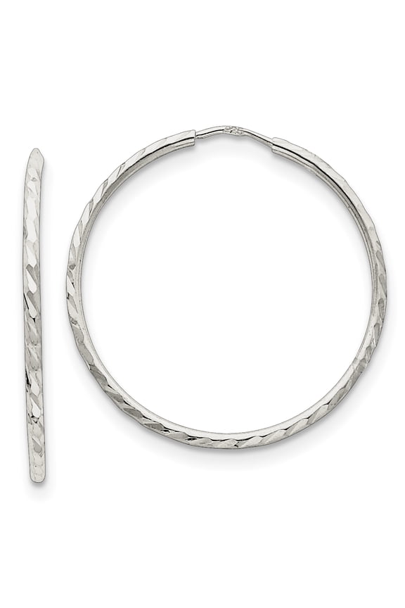 Sterling Silver Diamond-cut Endless Hoop Earrings
