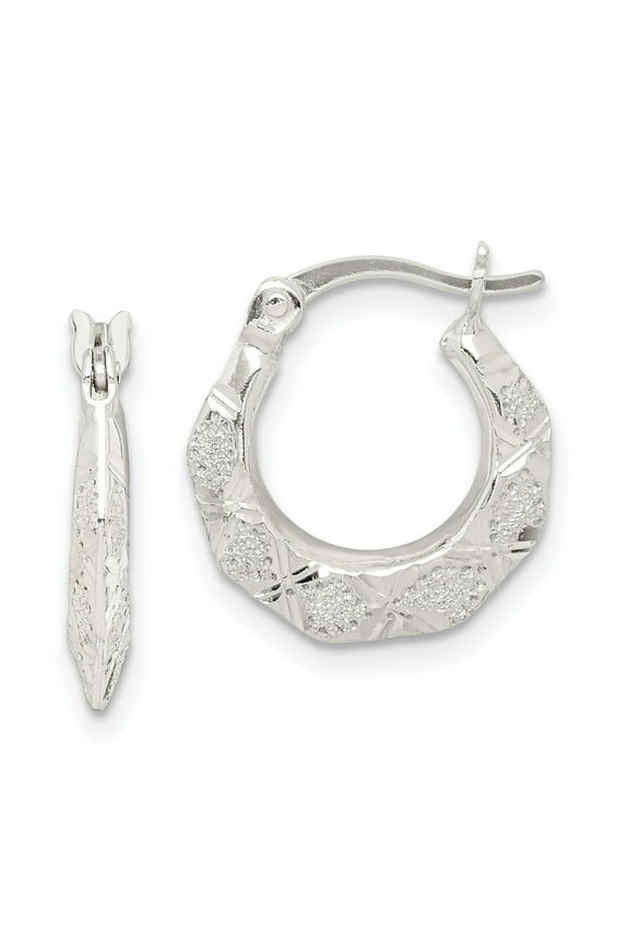 Sterling Silver Diamond-cut Hoop Earrings