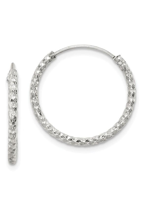 Sterling Silver Diamond-cut Hoop Earrings