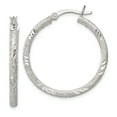 thumbnail image 1 of Primal Silver Sterling Silver Diamond-cut Laser-cut Hinged Hoop Earrings, 1 of 4