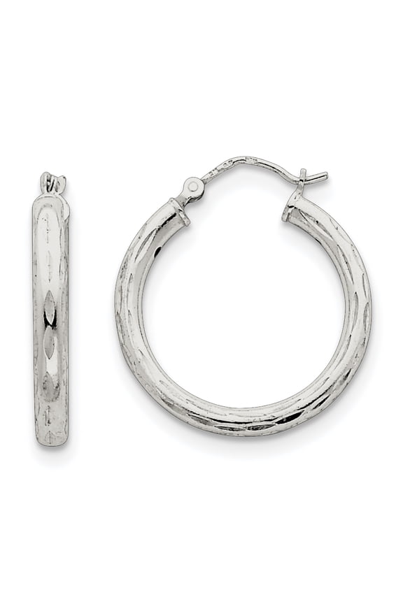 Sterling Silver Diamond-cut Satin Earrings