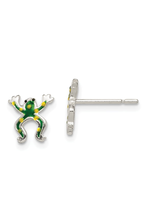 Sterling Silver Enamel Frog Post Earrings