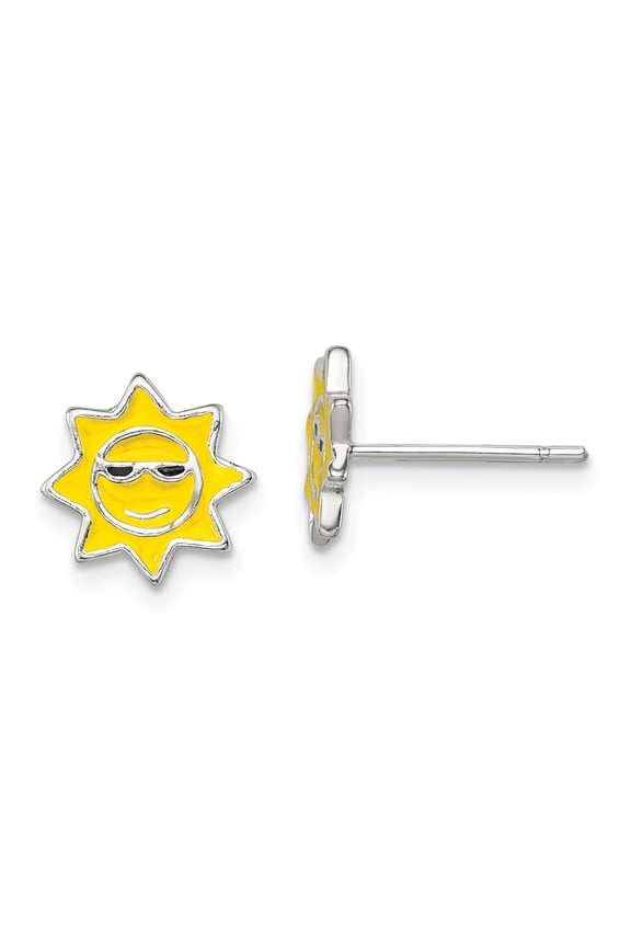 Sterling Silver Enamel Sunshine Post Earrings