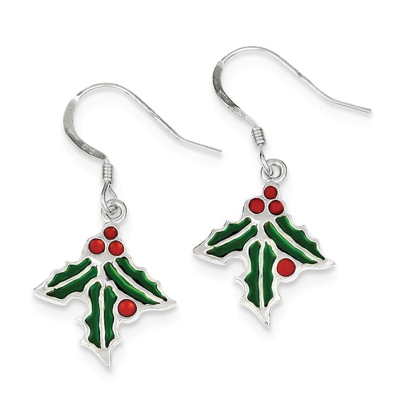 Primal Silver Sterling Silver Enameled Holly Earrings