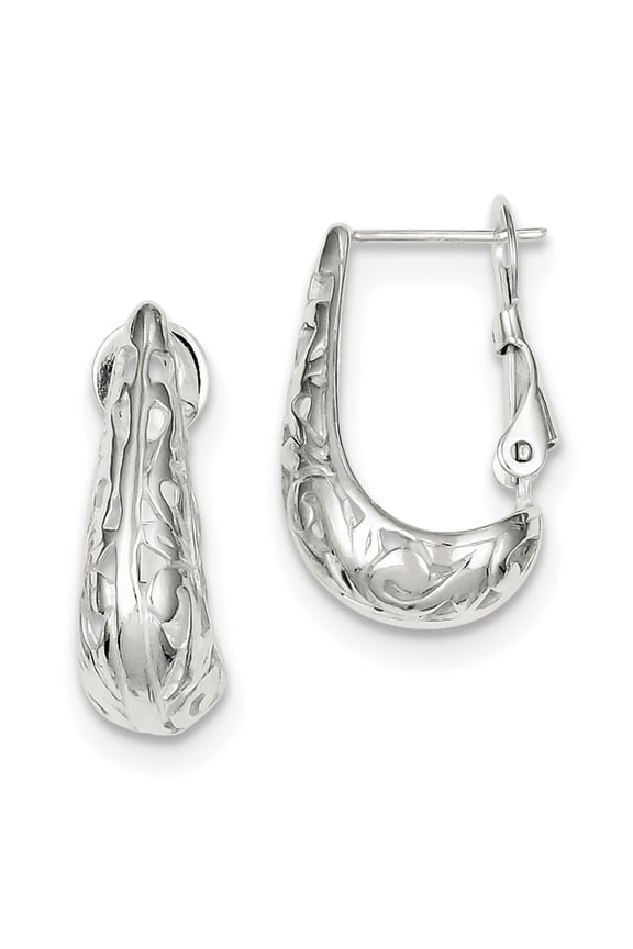 Sterling Silver Filigree J Hoop Earrings