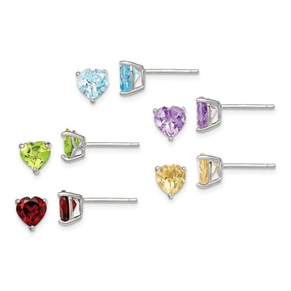 Primal Silver Sterling Silver Gemstone Post Earrings Set