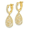 thumbnail image 1 of Primal Silver Sterling Silver Gold Tone Cubic Zirconia Teardrop Hinged Hoop Earrings, 1 of 5