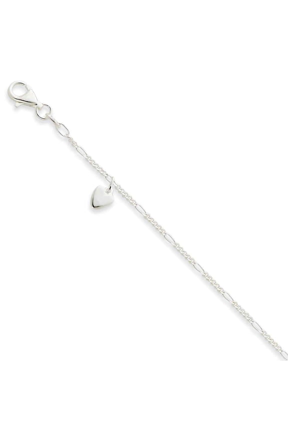 Sterling Silver Heart Dangle Anklet