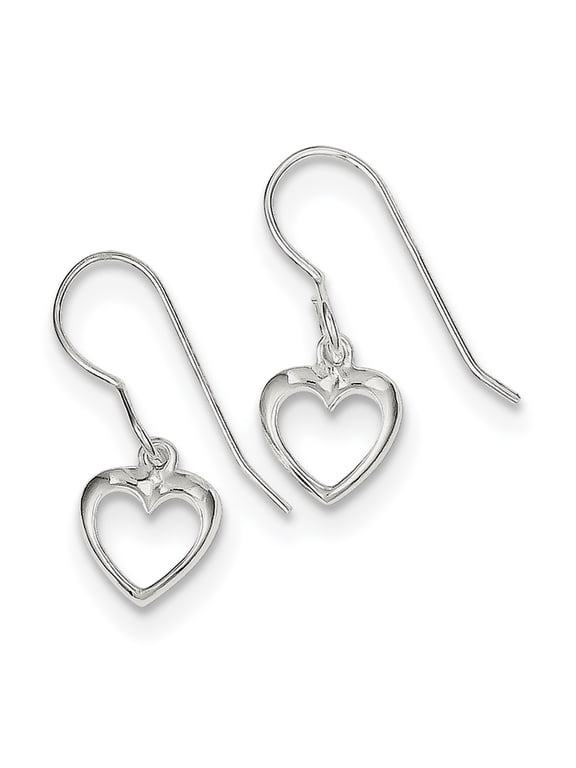 Sterling Silver Heart Dangle Shepherd Hook Earrings