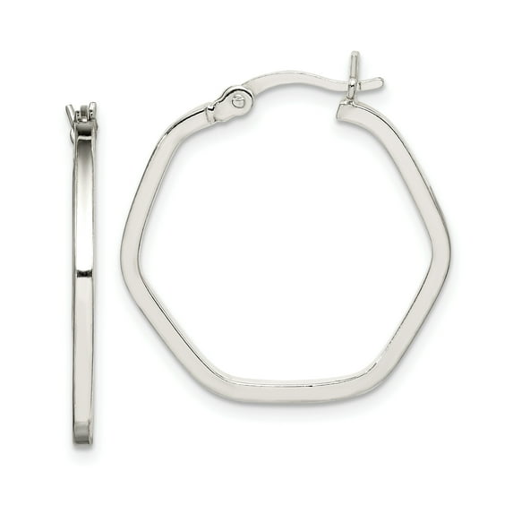 Primal Silver Sterling Silver Hexagon Hoop Earrings