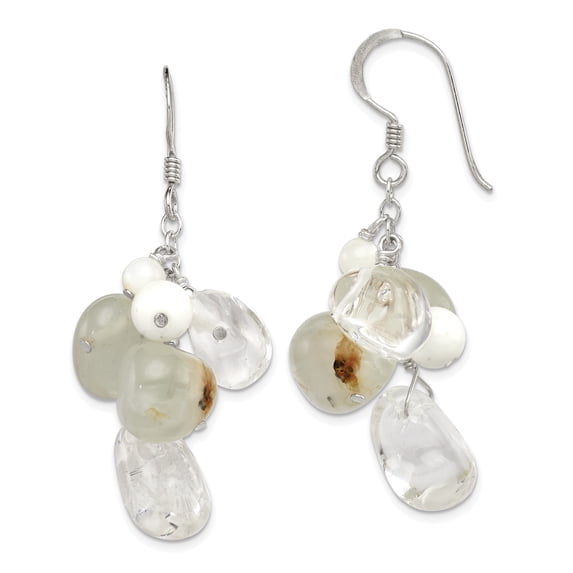 Primal Silver Sterling Silver Jade / Mother of Pearl / Moonstone / Rock Quartz Earrings