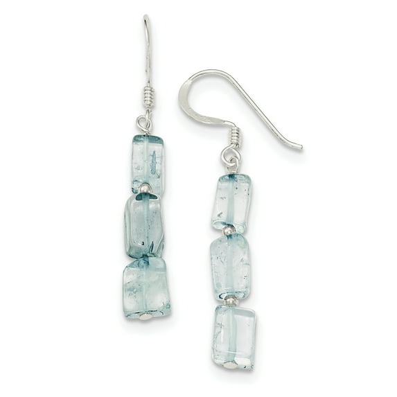 Primal Silver Sterling Silver Light Blue Quartz Stone Earrings