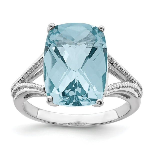 Sterling Silver Blue Topaz 3 Ridged Ring SR-4290 deals