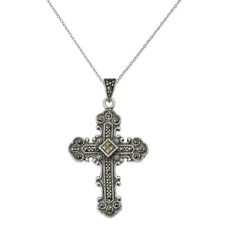 Marcasite cross necklace top