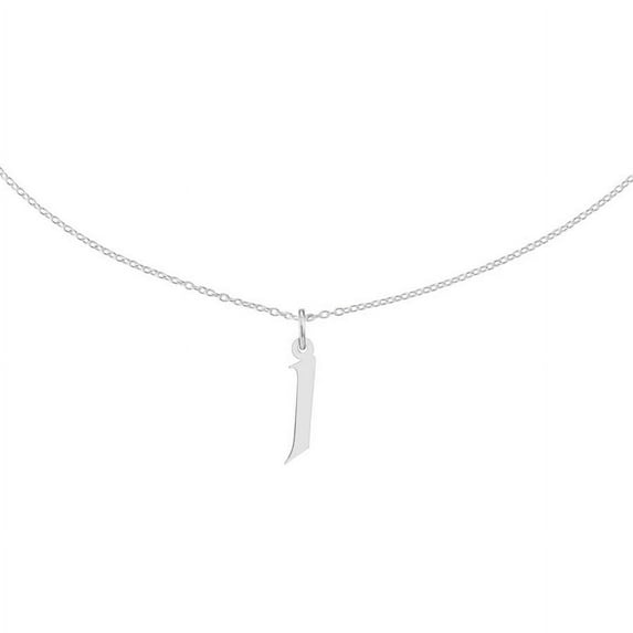 Primal Silver Sterling Silver Medium Artisan Block Initial J Charm with 18-inch Forzantina Cable Chain