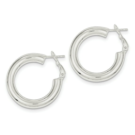 Primal Silver Sterling Silver Omega Back Hoop Earrings