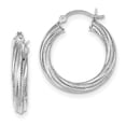 thumbnail image 1 of Primal Silver Sterling Silver Patterned Twist 25mm Hoop Earrings, 1 of 4