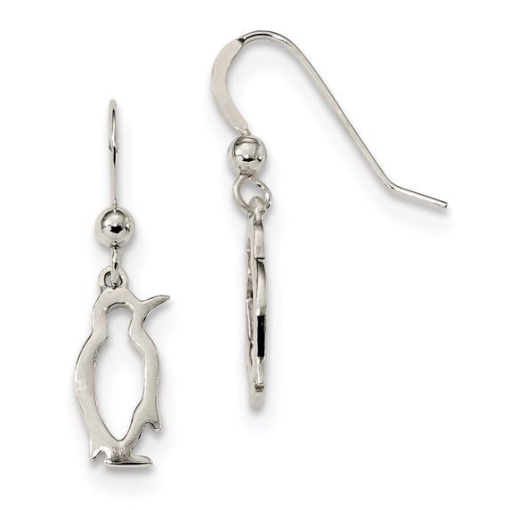 Primal Silver Sterling Silver Penguin Shepherd Hook Earrings