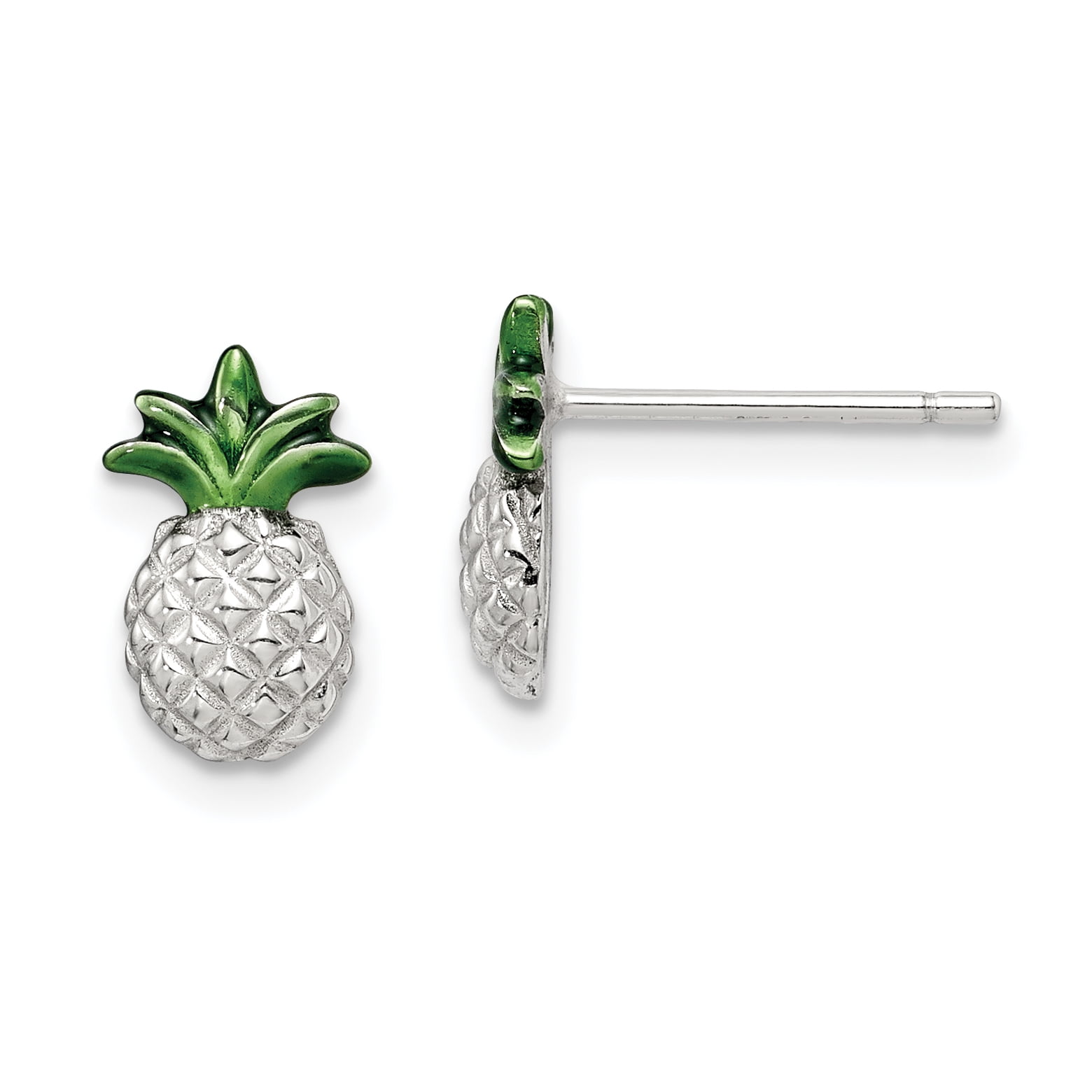 Pineapple Stud Post Earrings Enamel on Sterling Silver Pineapple Stud Post Earrings Enamel on Sterling Silver