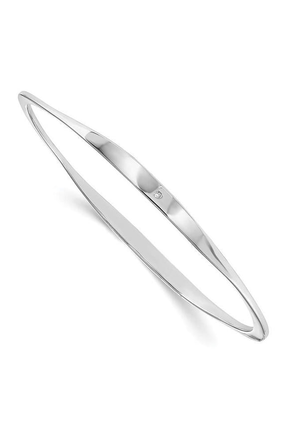 Sterling Silver Polished 0.01 carat Diamond Bangle