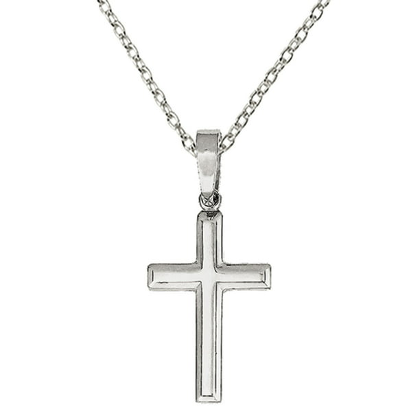 Primal Silver Sterling Silver Polished Cross Pendant with 18-inch ...