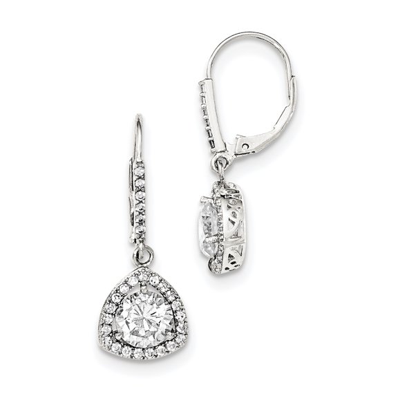Primal Silver Sterling Silver Polished with Cubic Zirconia Leverback Earrings