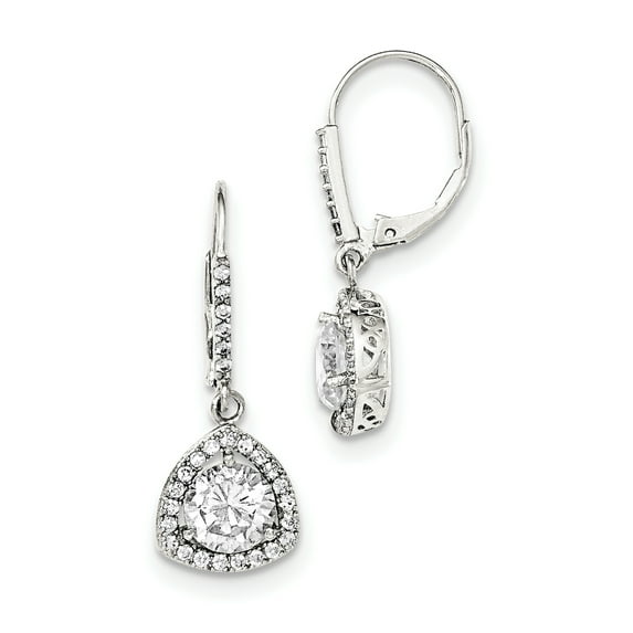 Primal Silver Sterling Silver Polished with Cubic Zirconia Leverback Earrings