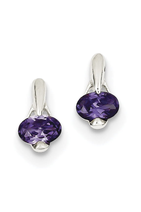 Sterling Silver Purple Cubic Zirconia Post Earrings