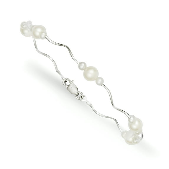 Primal Silver Sterling Silver Rhod-plated 3-6mm FWC Pearl Bracelet