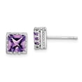 thumbnail image 1 of Primal Silver Sterling Silver Rhodium 6mm Polished Amethyst Post Earrings, 1 of 4