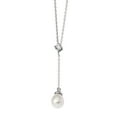 thumbnail image 1 of Primal Silver Sterling Silver Rhodium 8-9mm White Rice Freshwater Cultured Pearl Cubic Zirconia Necklace, 1 of 6