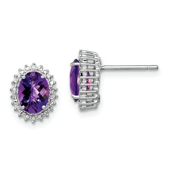 Primal Silver Sterling Silver Rhodium Amethyst and Diamond Earrings